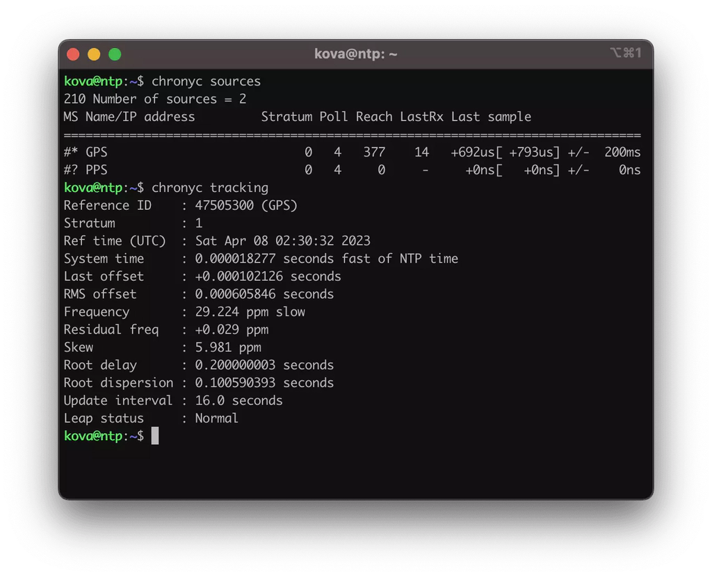 NTP server with GPS and chrony