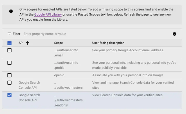 google cloud console api pop up