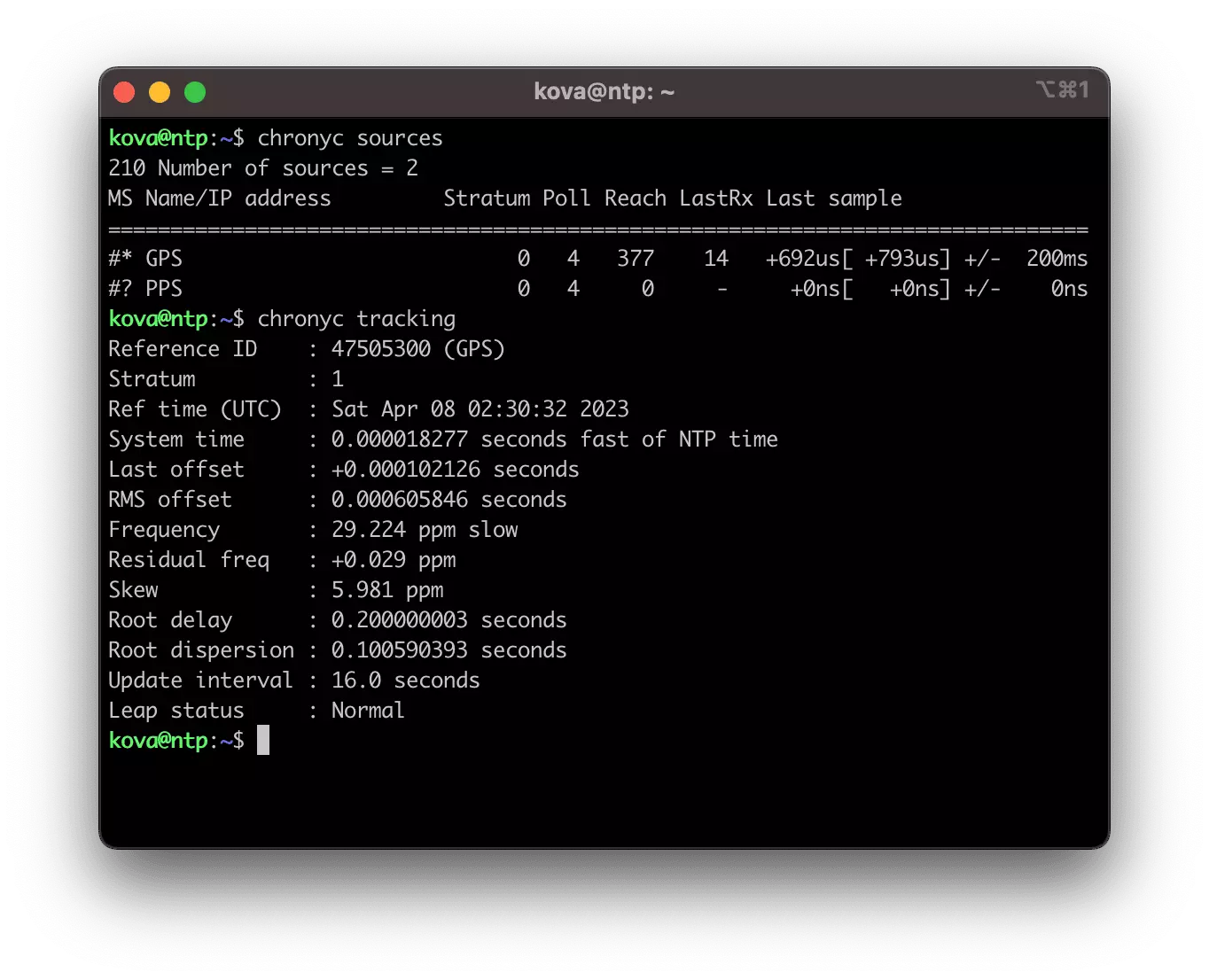 NTP server with GPS and chrony