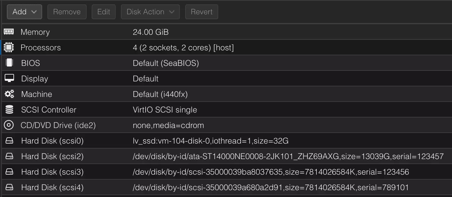 Disk passthrough for vms in Proxmox