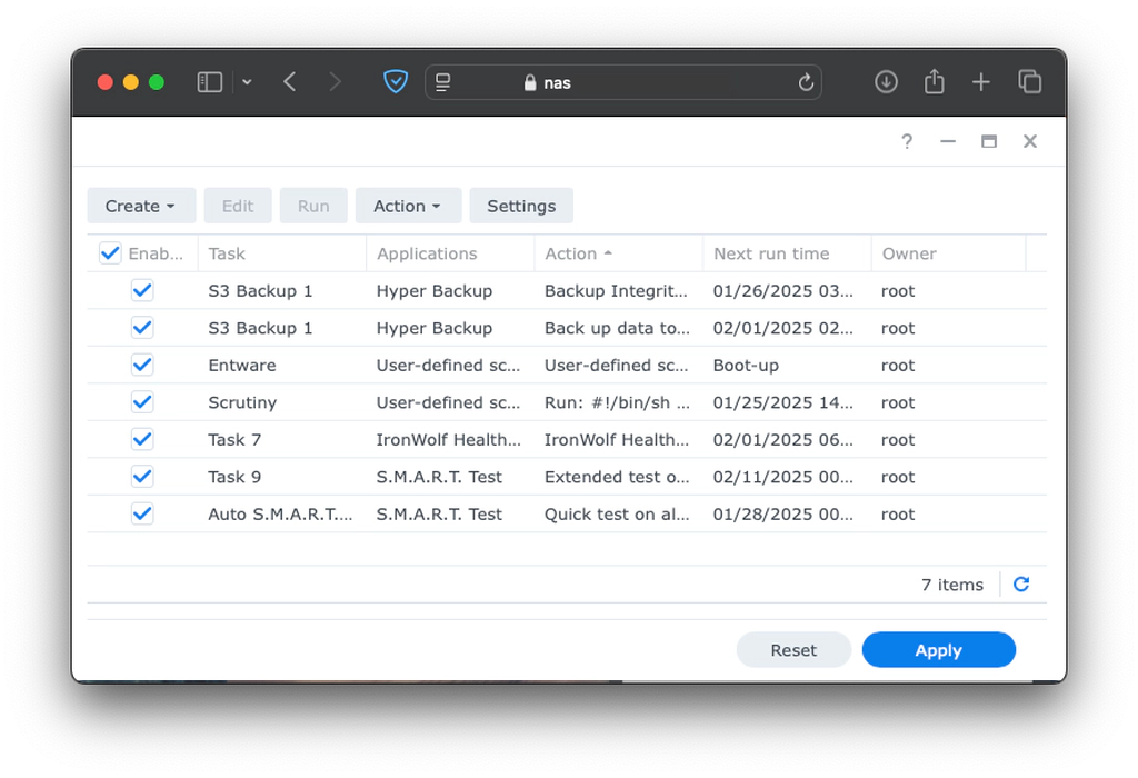 Install the scrutiny collector in a Synology NAS to view historical trends in your drives' health