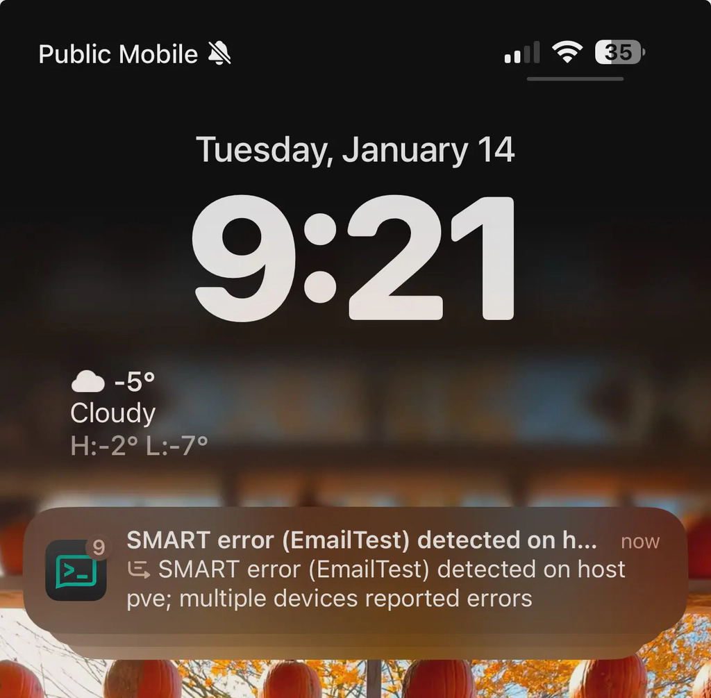 Set up scheduled SMART tests on Proxmox and send alerts via push notifications to your mobile phone